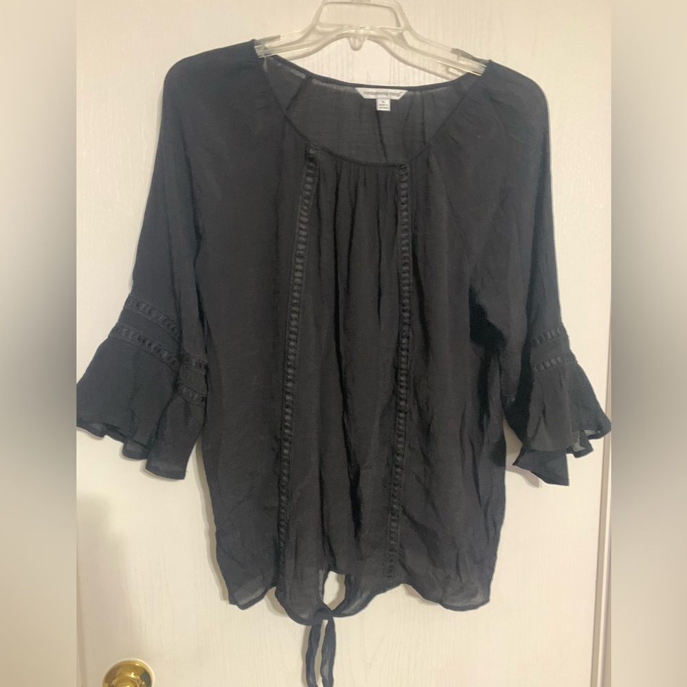 Fundamental Things Black Tie Front Blouse